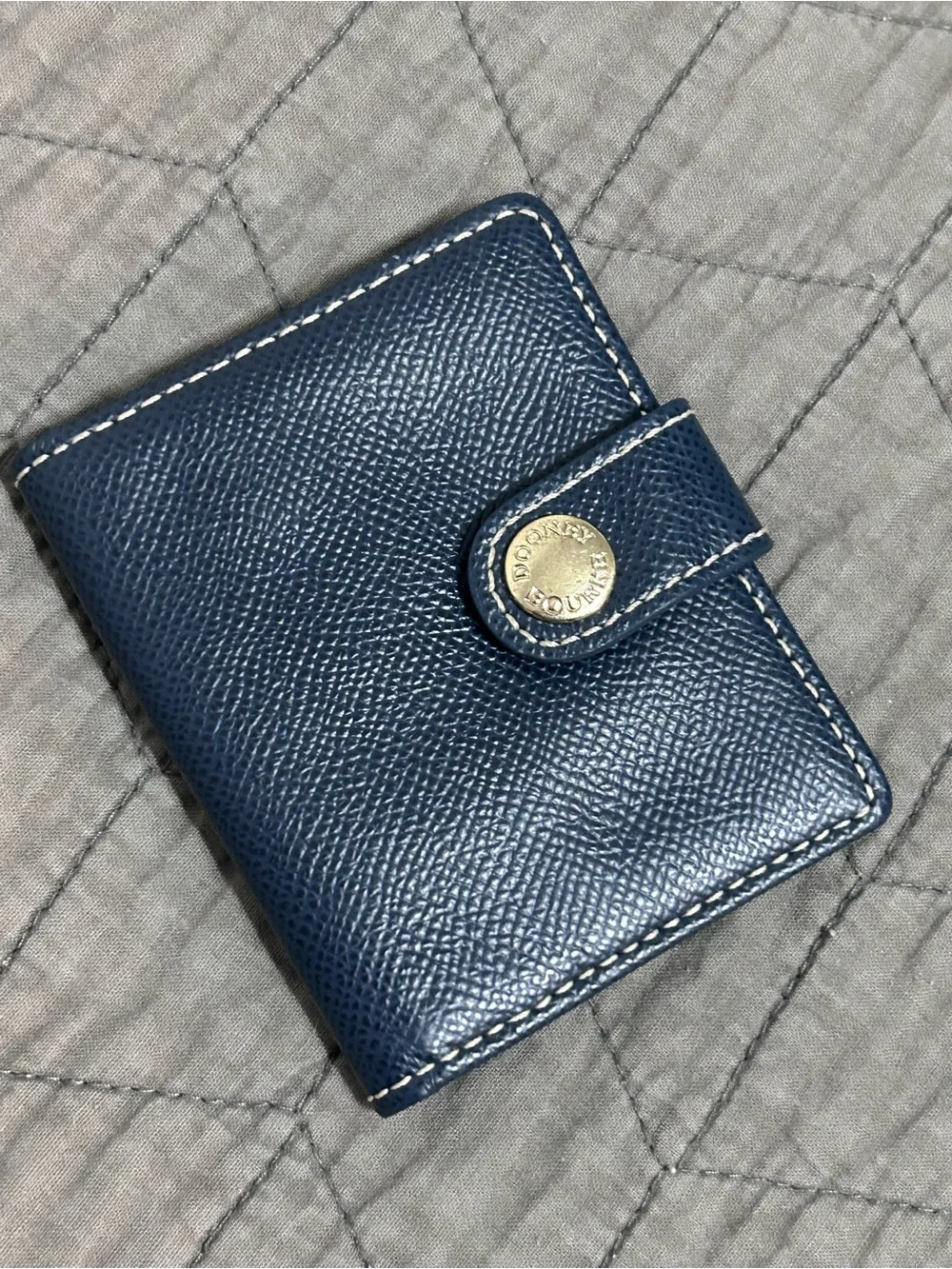 Dooney & Bourke Small Wallet 6 Card Case Navy Blue Pebbled Leather